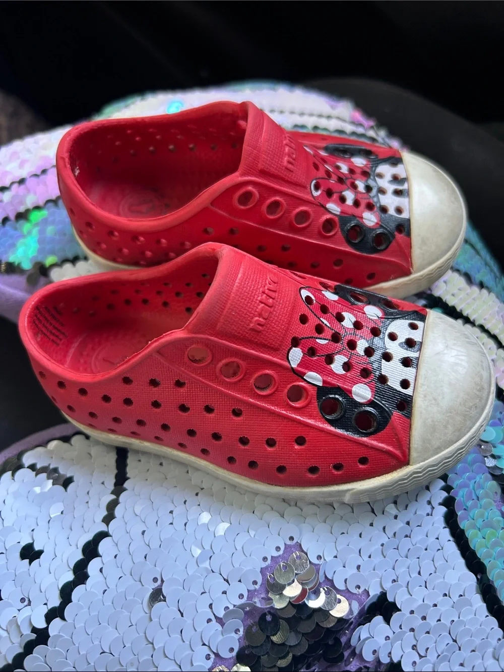 Disney X Native Minnie Mouse Red Slip on Shoes Size 5